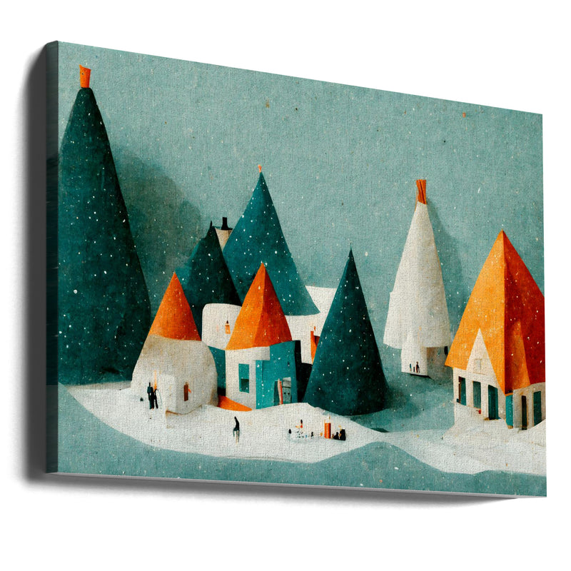 "Cute Paper Village" Wrapped Canvas Wall Art