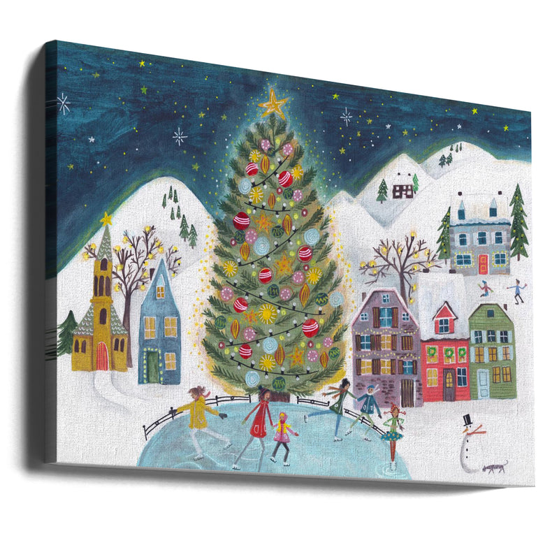 "Christmas village in the snow" Wrapped Canvas Wall Art