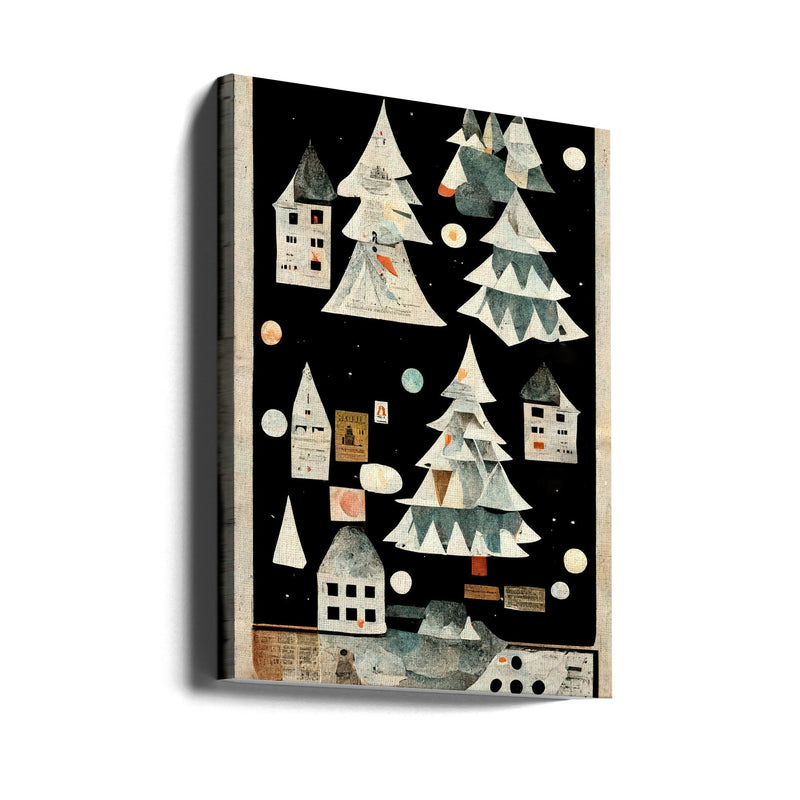 "A Paper Village At Night" Wrapped Canvas Wall Art