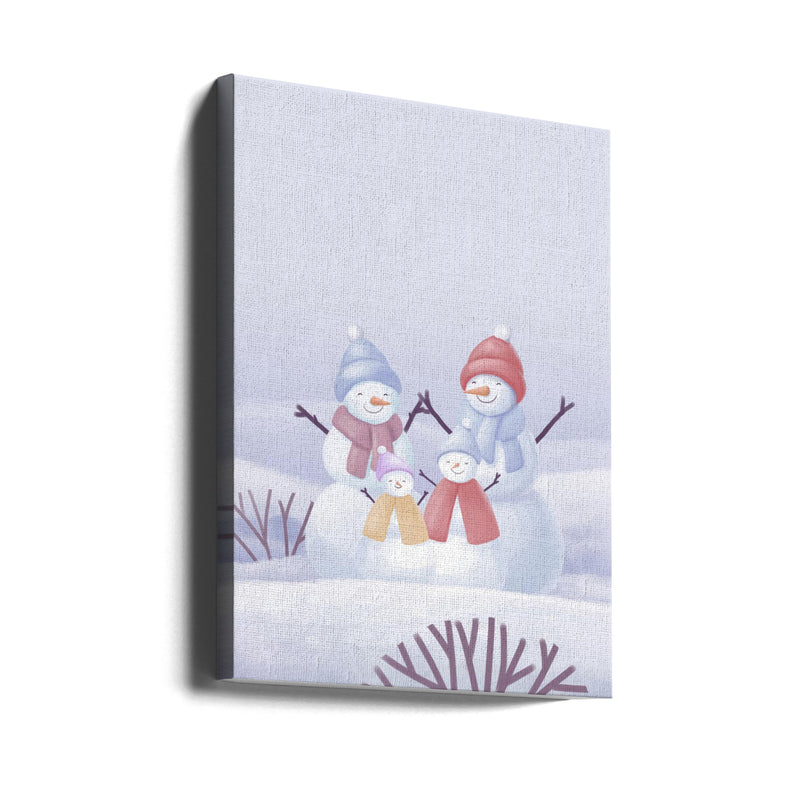 "Snowman Family Animated" Wrapped Canvas Wall Art