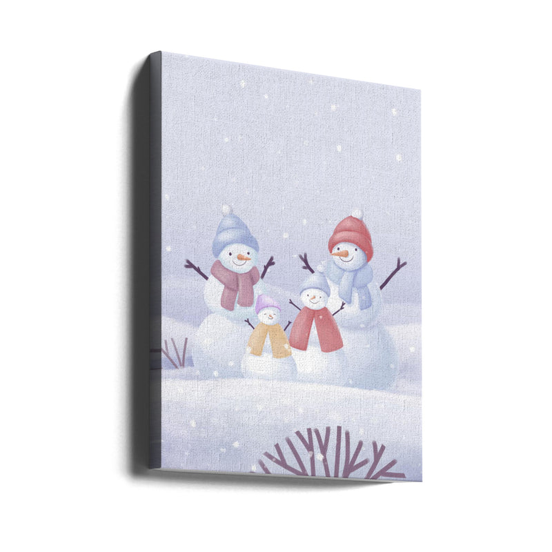 "Snowman Family" Wrapped Canvas Wall Art