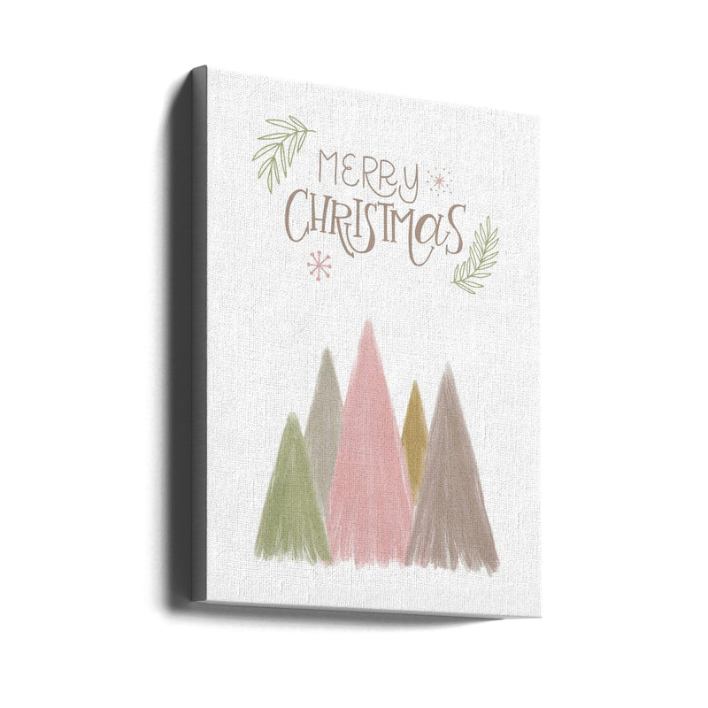 "Merry Christmas Trees 1" Wrapped Canvas Wall Art