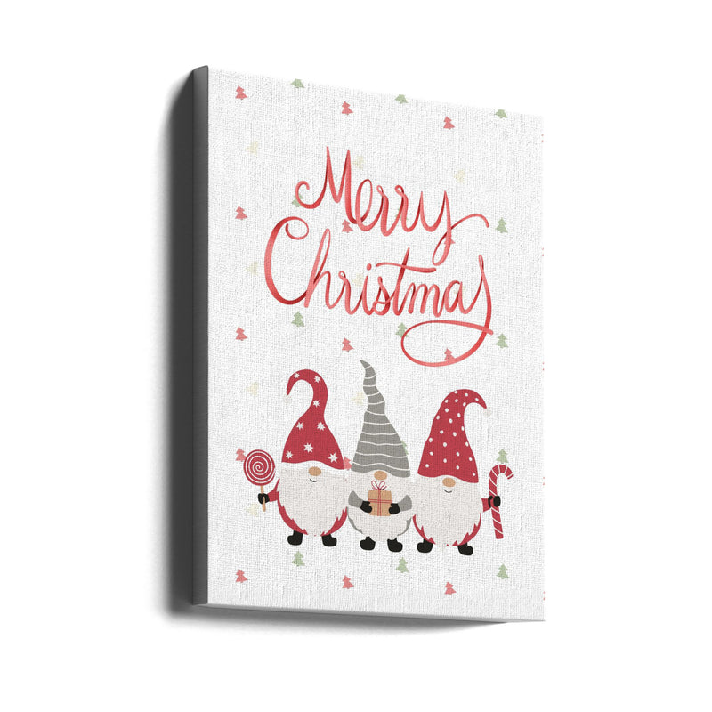 "Merry Christmas Gnomes" Wrapped Canvas Wall Art