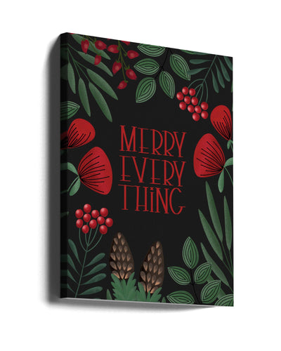 "Merry everything in black" Wrapped Canvas Wall Art