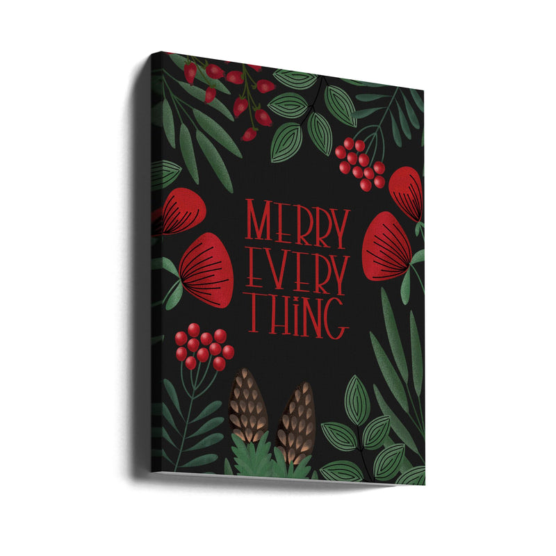 "Merry everything in black" Wrapped Canvas Wall Art