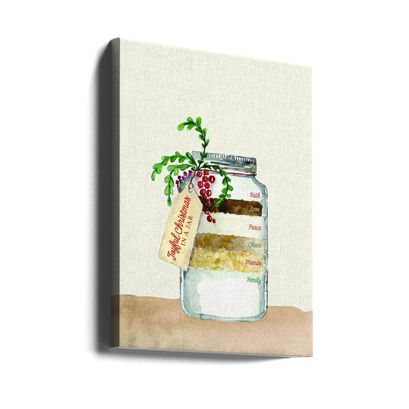 "Joyful Christmas in a jar" Wrapped Canvas Wall Art