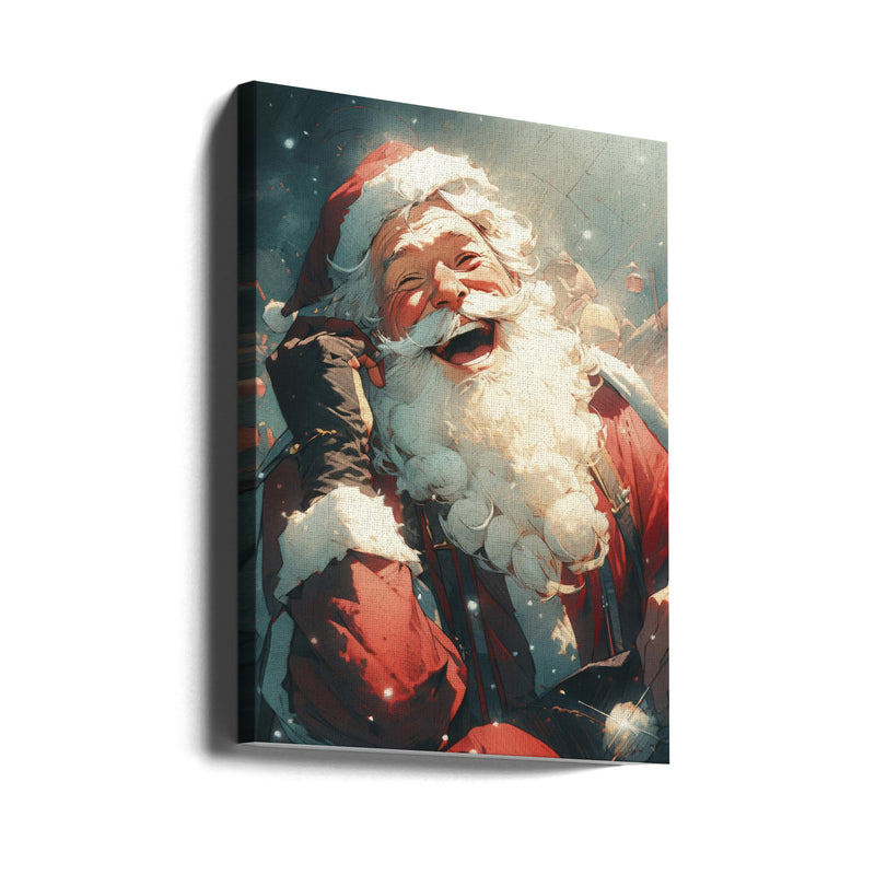 "Laughing Santa" Wrapped Canvas Wall Art