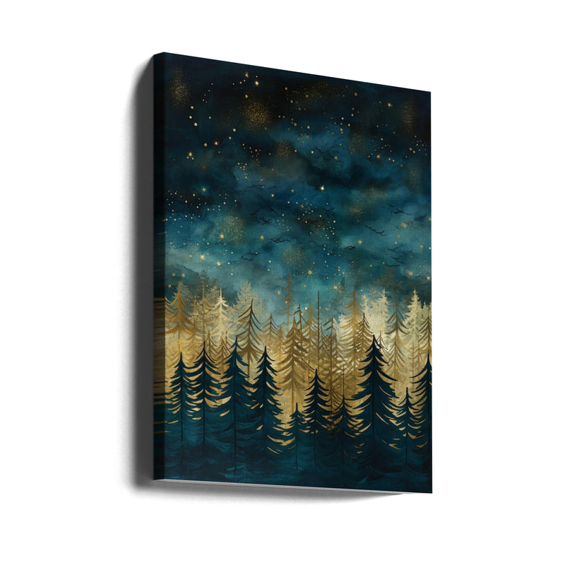 "Teal and Gold 2" Wrapped Canvas Wall Art