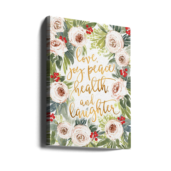 "Holiday wishes with roses and berries" Wrapped Canvas Wall Art