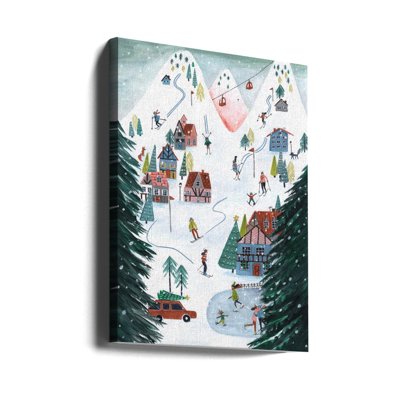 "Nordic Skiing in the mountains at Christmas" Wrapped Canvas Wall Art