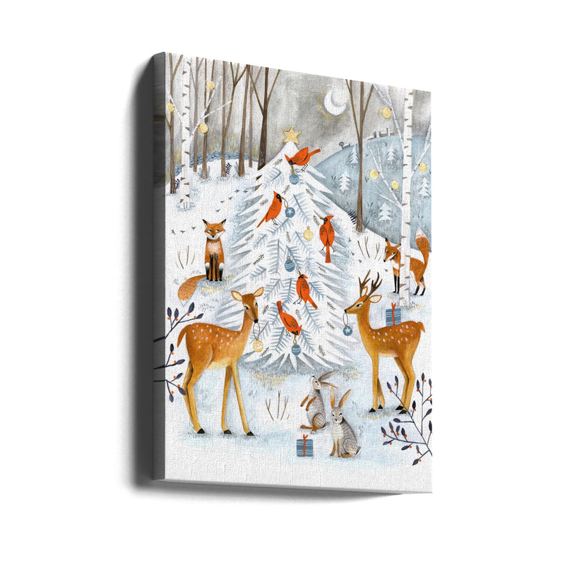 "Christmas in the winter animal forest" Wrapped Canvas Wall Art