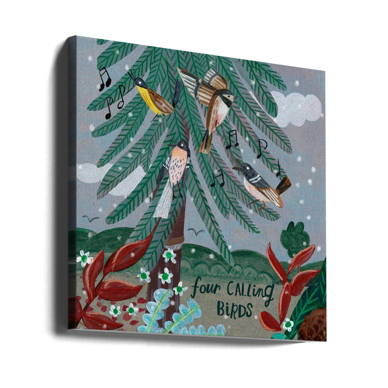 "Four Calling Birds" Wrapped Canvas Wall Art