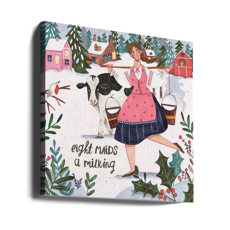 "Eight Maids a Milking" Wrapped Canvas Wall Art