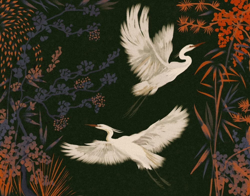 "Elegant Egrets Flight" by Josie George — Animal Wall Art