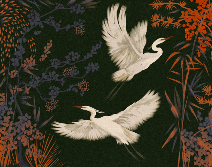 "Elegant Egrets Flight" by Josie George — Animal Wall Art