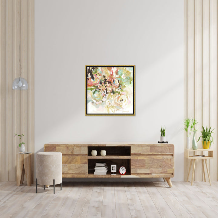 "Flower Abstract"Framed Embellished Canvas  Wall Art