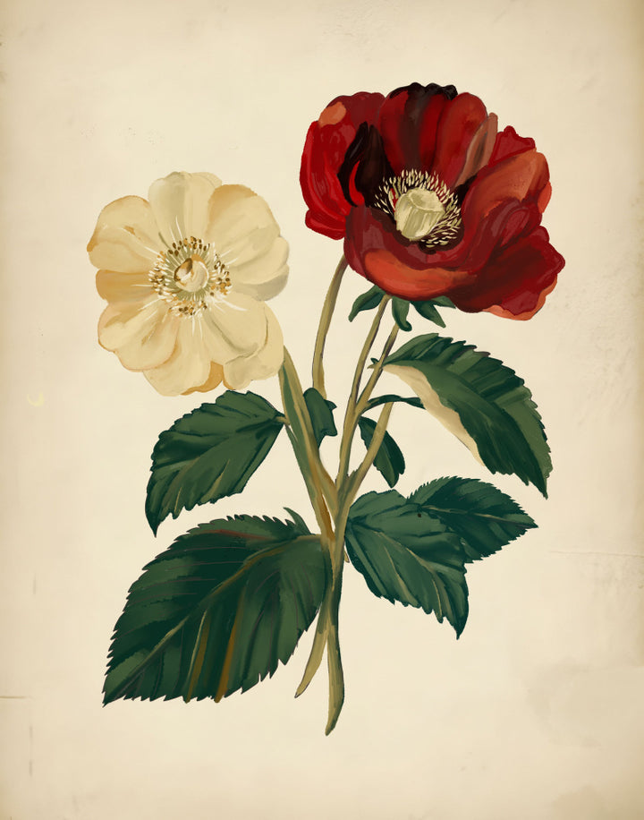 "Elegant Red Yellow Flowers" by Josie George — Botanical Wall Art
