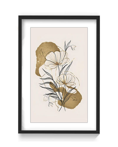 "Flowers and Gold" Framed Matted Print  Wall Art