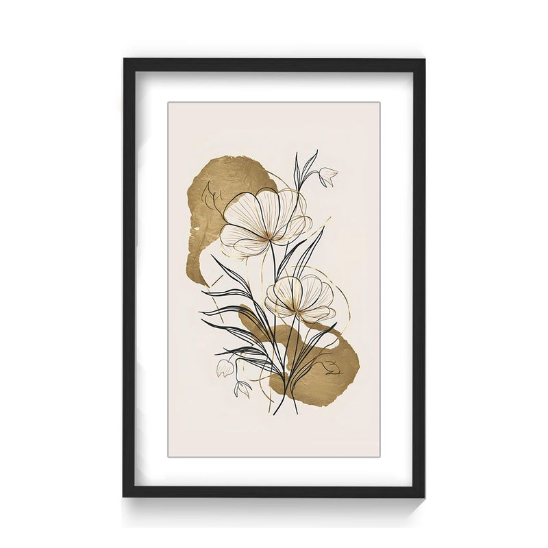 "Flowers and Gold" Framed Matted Print  Wall Art