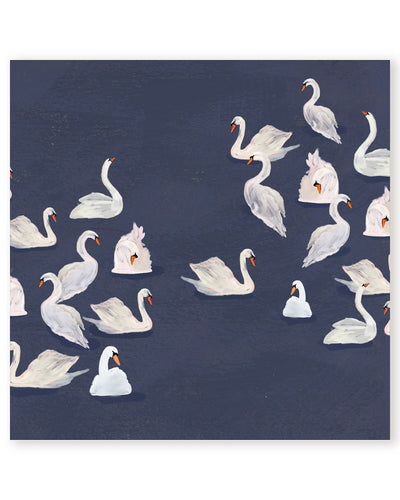 "Modern Ensemble: Swan Serenade" Framed Matted Print Wall Art