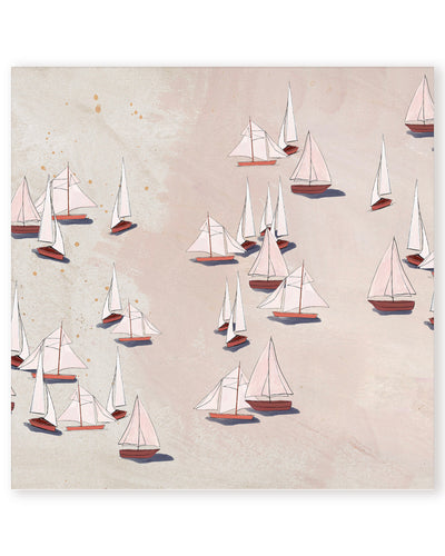 "Modern Ensemble: Sailboat Odyssey" Framed Matted Print Wall Art