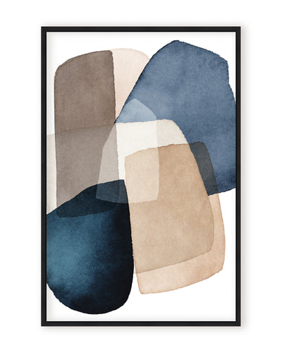 Open Box · Abstract Blue Brown Blocks by Kathrin Pienaar