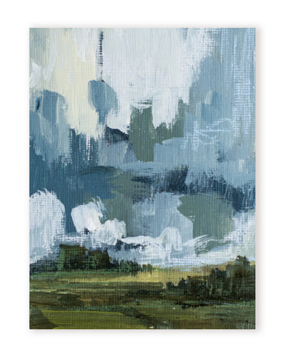 Etheric Horizon: Abstract Hills under Cloudy Skies by Marion Parsons
