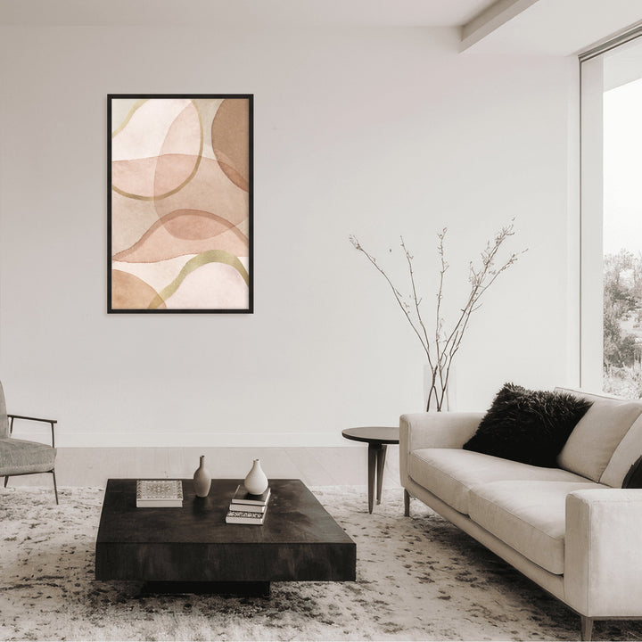 "Blush and Brown Abstract" Framed Print Wall Art by Kathrin Pienaar ready to hang wall art