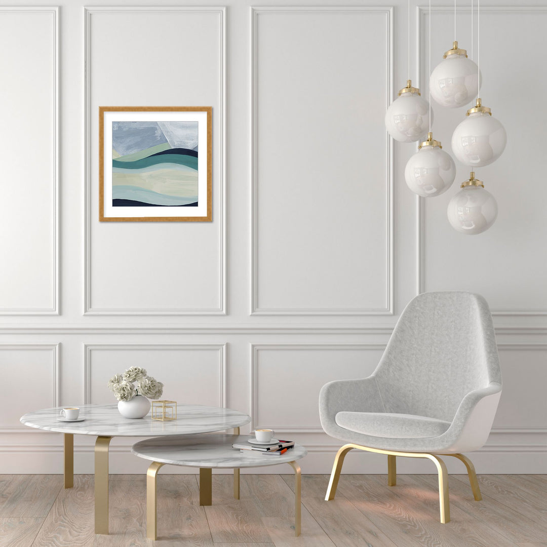 "Serene Waters: Abstract Seaside" Framed Matted Print Wall Art
