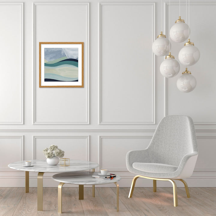 "Serene Waters: Abstract Seaside" Framed Matted Print Wall Art