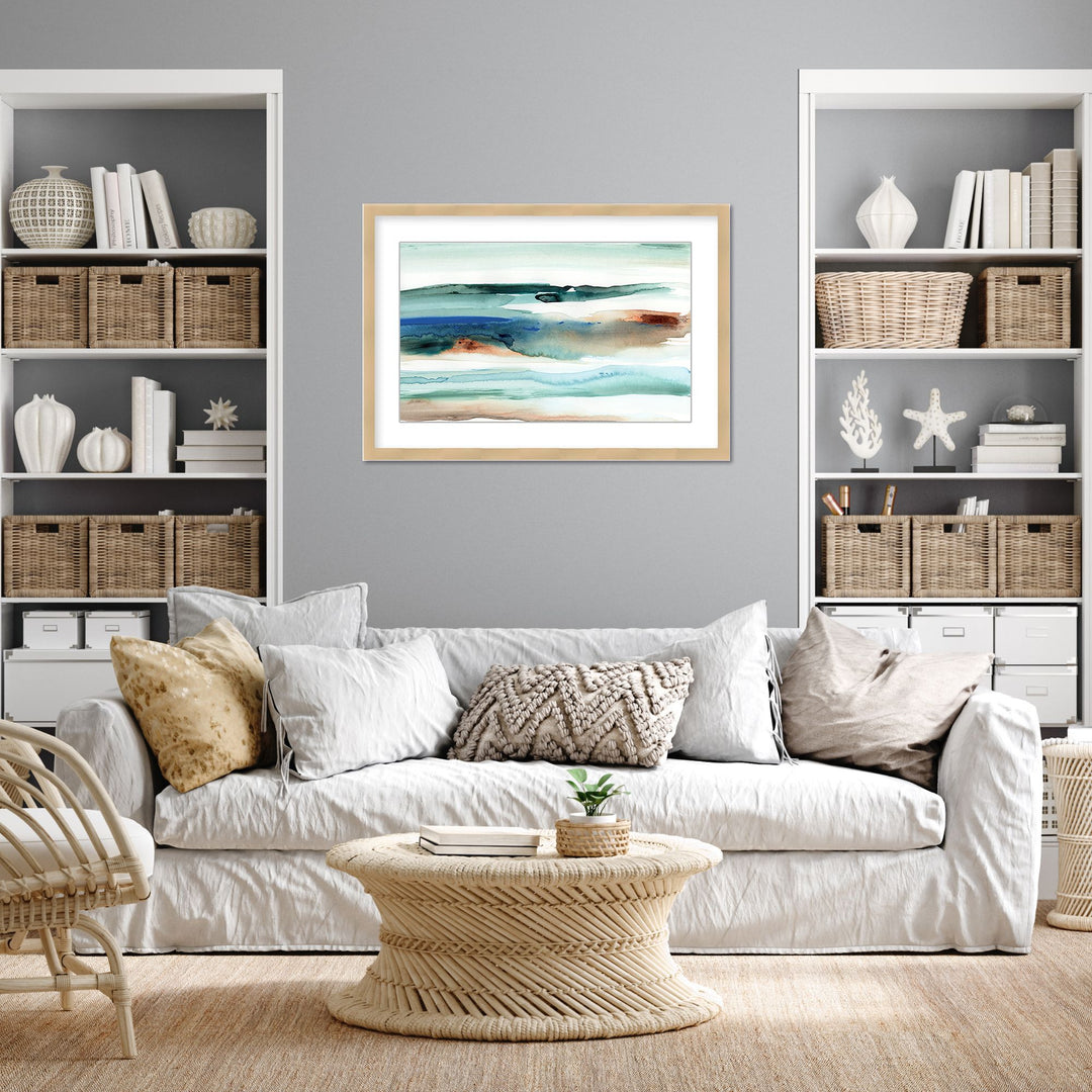 "Beach Waves Abstract" Framed Matted Print Wall Art