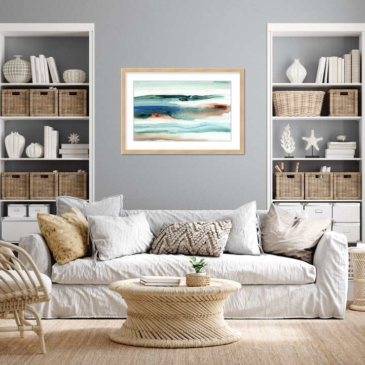 "Beach Waves Abstract" Framed Matted Print Wall Art