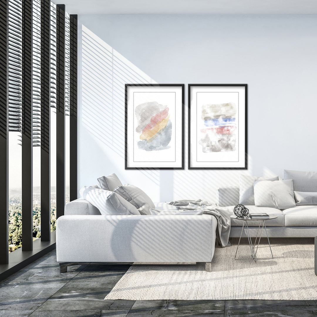 "Chromatic Reverie Diptych" Framed Matted Print  Wall Art