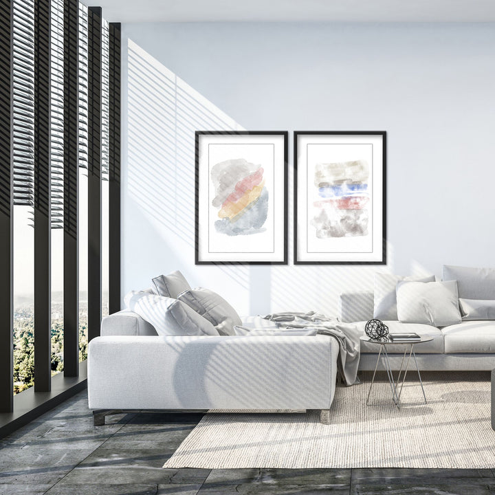 "Chromatic Reverie Diptych" Framed Matted Print  Wall Art
