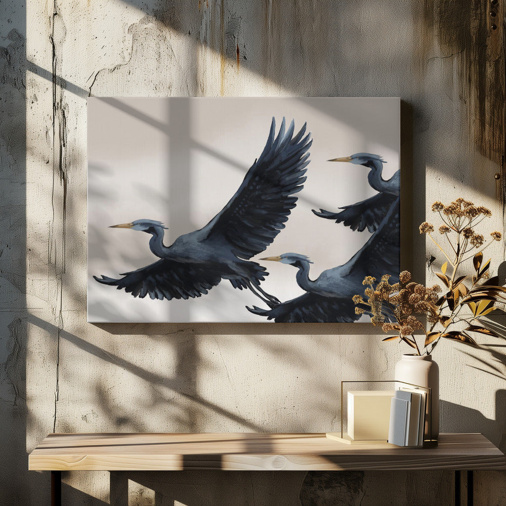 "Graceful Flying Herons" by Josie George — Animal Wall Art