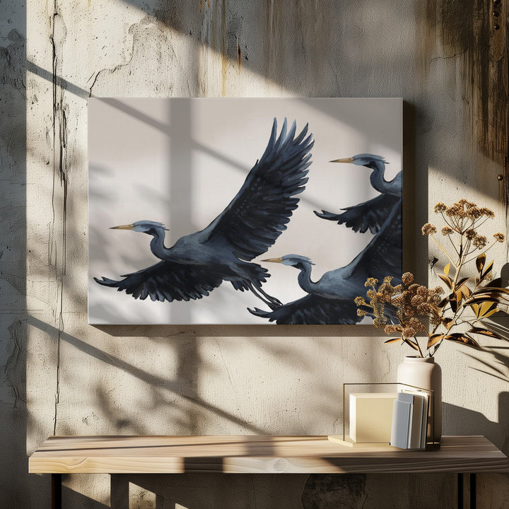 "Graceful Flying Herons" by Josie George — Animal Wall Art