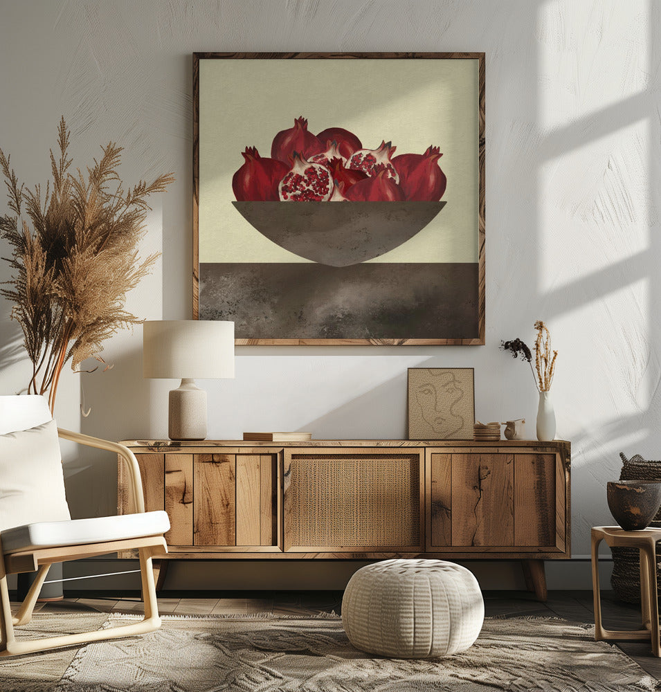 "Red Pomegranates Still Life" by Josie George — Still Life Wall Art