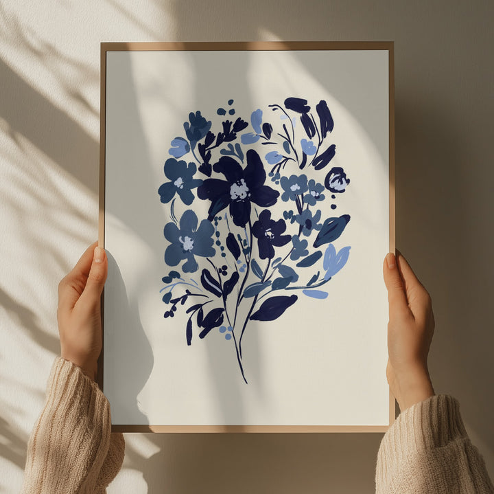 "Indigo Floral Bouquet" by Josie George — Botanical Wall Art