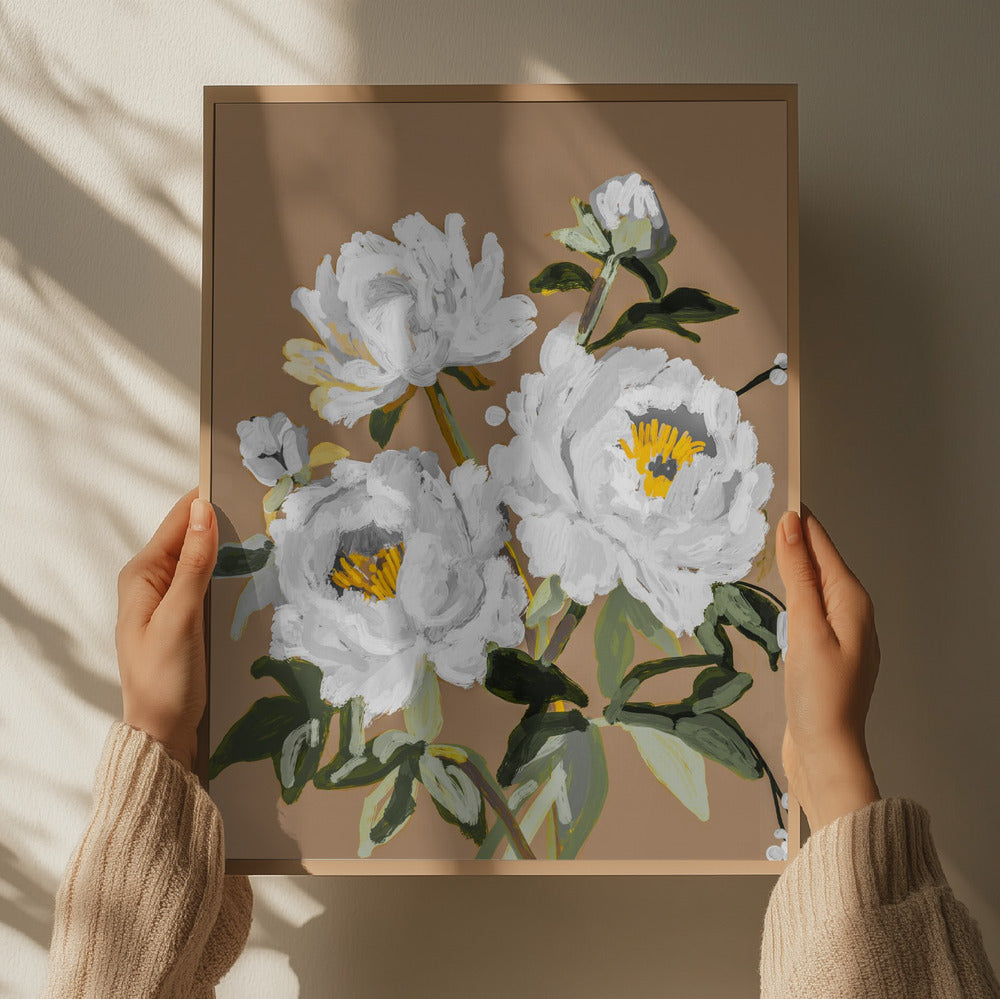 "White Peony Blossoms" by Josie George — Botanical Wall Art