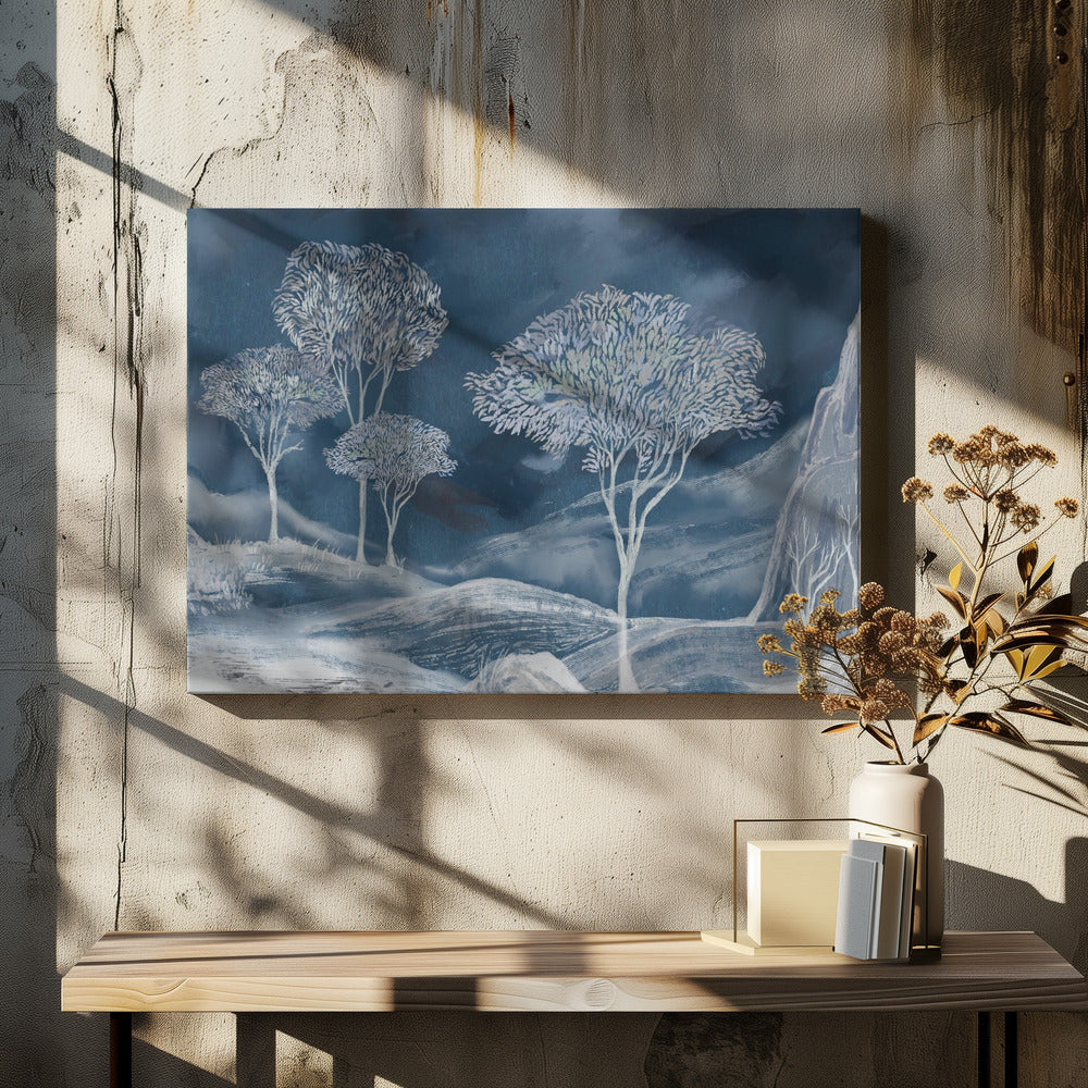 "Blue Winter Trees" by Josie George — Landscape Wall Art