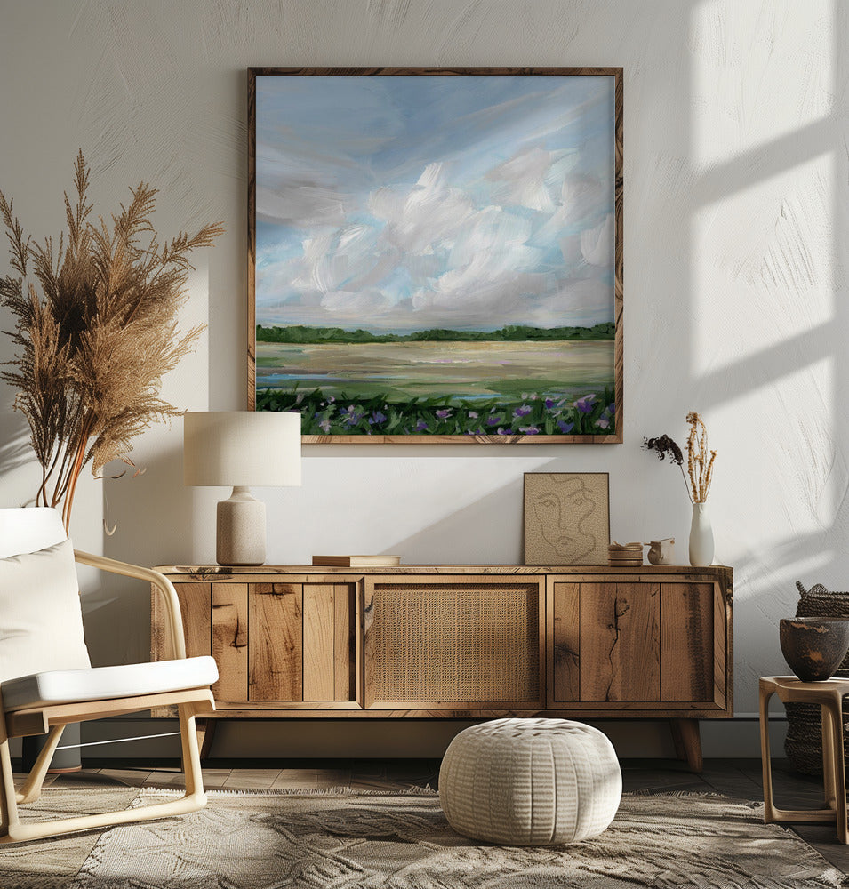 "Cloudy Meadow With Flowers" by Nicole Walsh — Landscape Wall Art