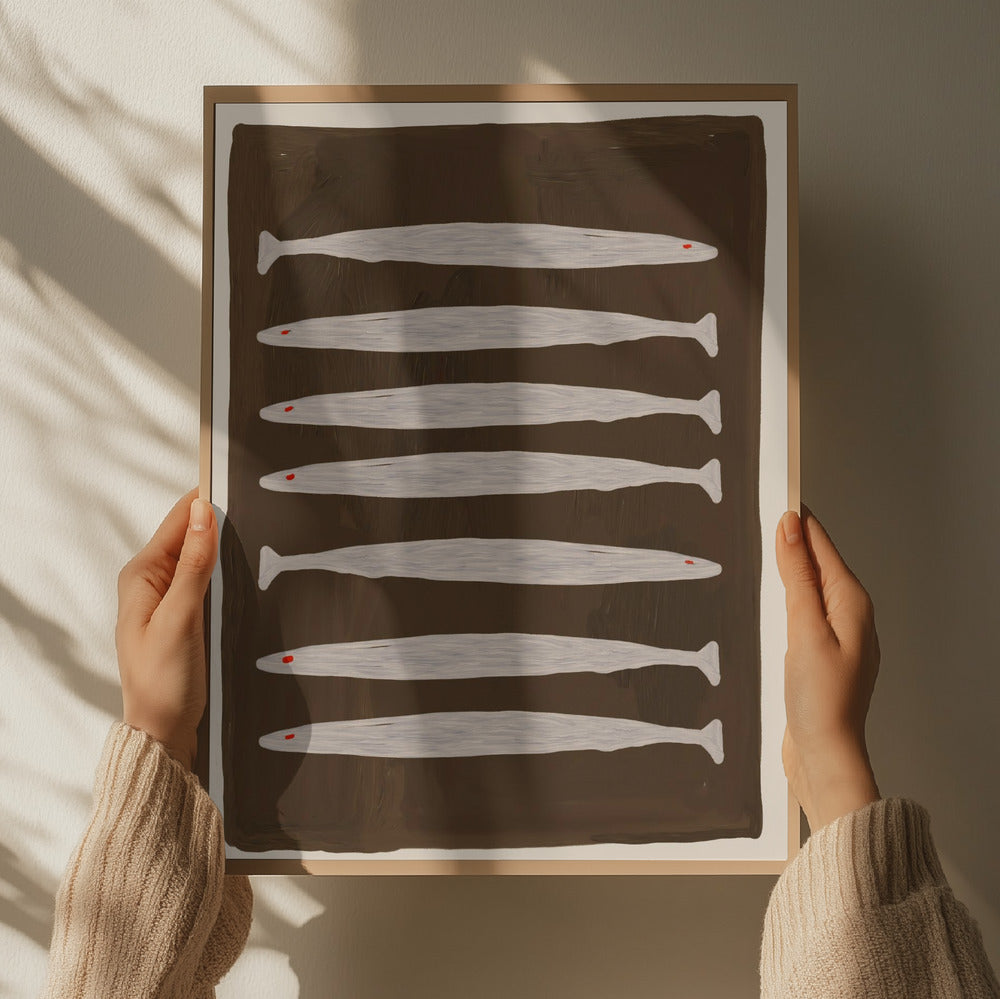 "Seven White Fish Pattern" by Josie George — Animal Wall Art