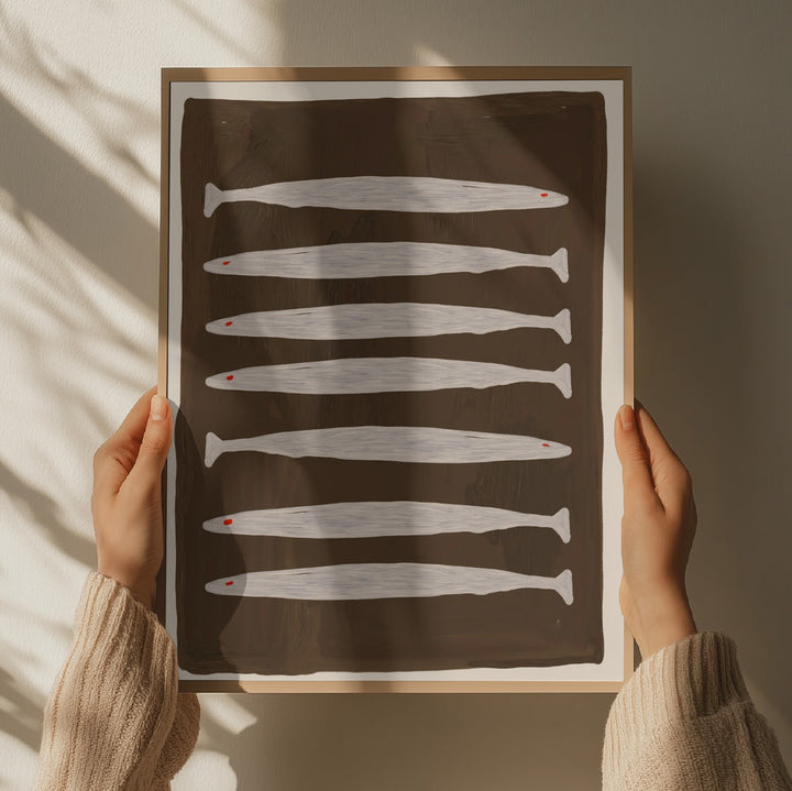 "Seven White Fish Pattern" by Josie George — Animal Wall Art