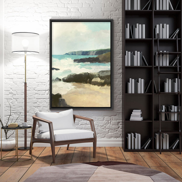 "Rocky Beach" Framed Canvas Wall Art