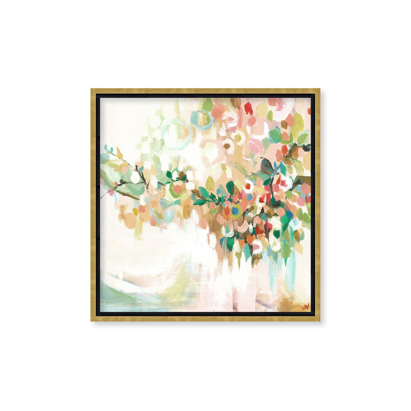 "Blotch Floral"Framed Embellished Canvas  Wall Art