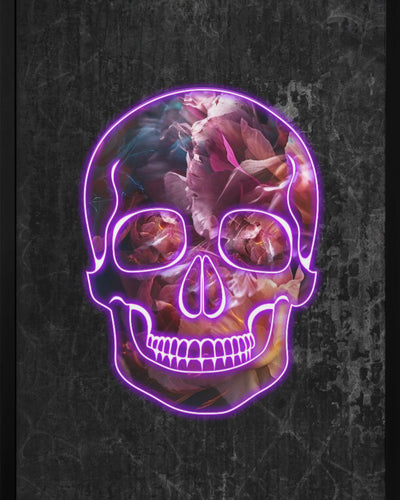 "Neon Skull" Framed Print Wall Art
