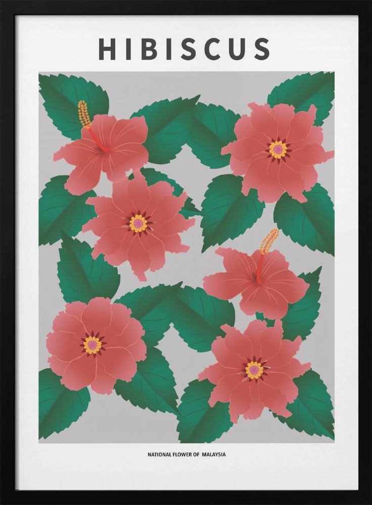 "Hibiscus" Framed Textured Wall Art