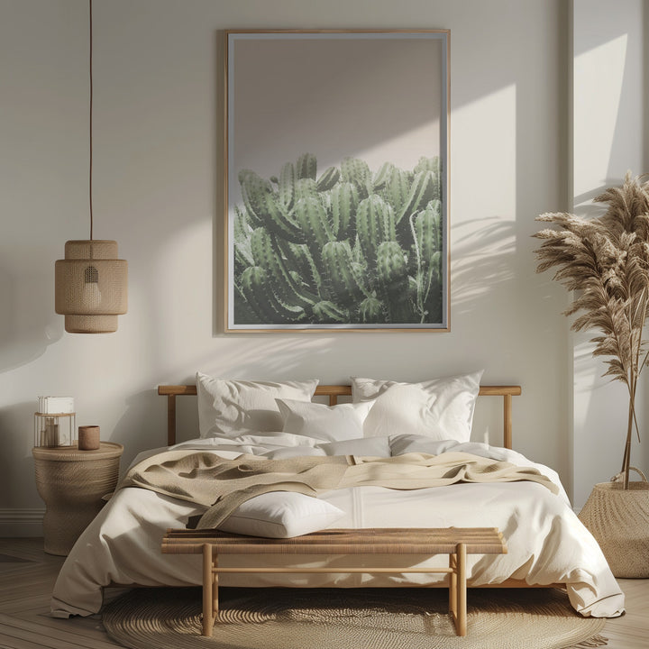 "Boho Cactus No.4" Framed Textured Wall Art