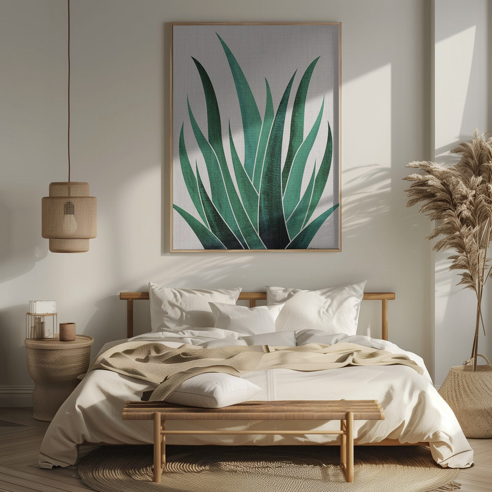 "Desert Agave Cactus" Framed Textured Wall Art