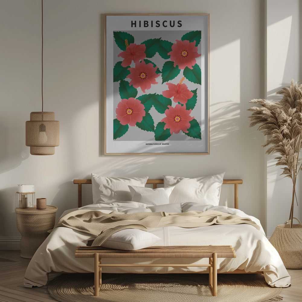 "Hibiscus" Framed Textured Wall Art